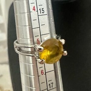 Olive Yellow Resin Statement Ring Silver Tone | Boho Artisan Style